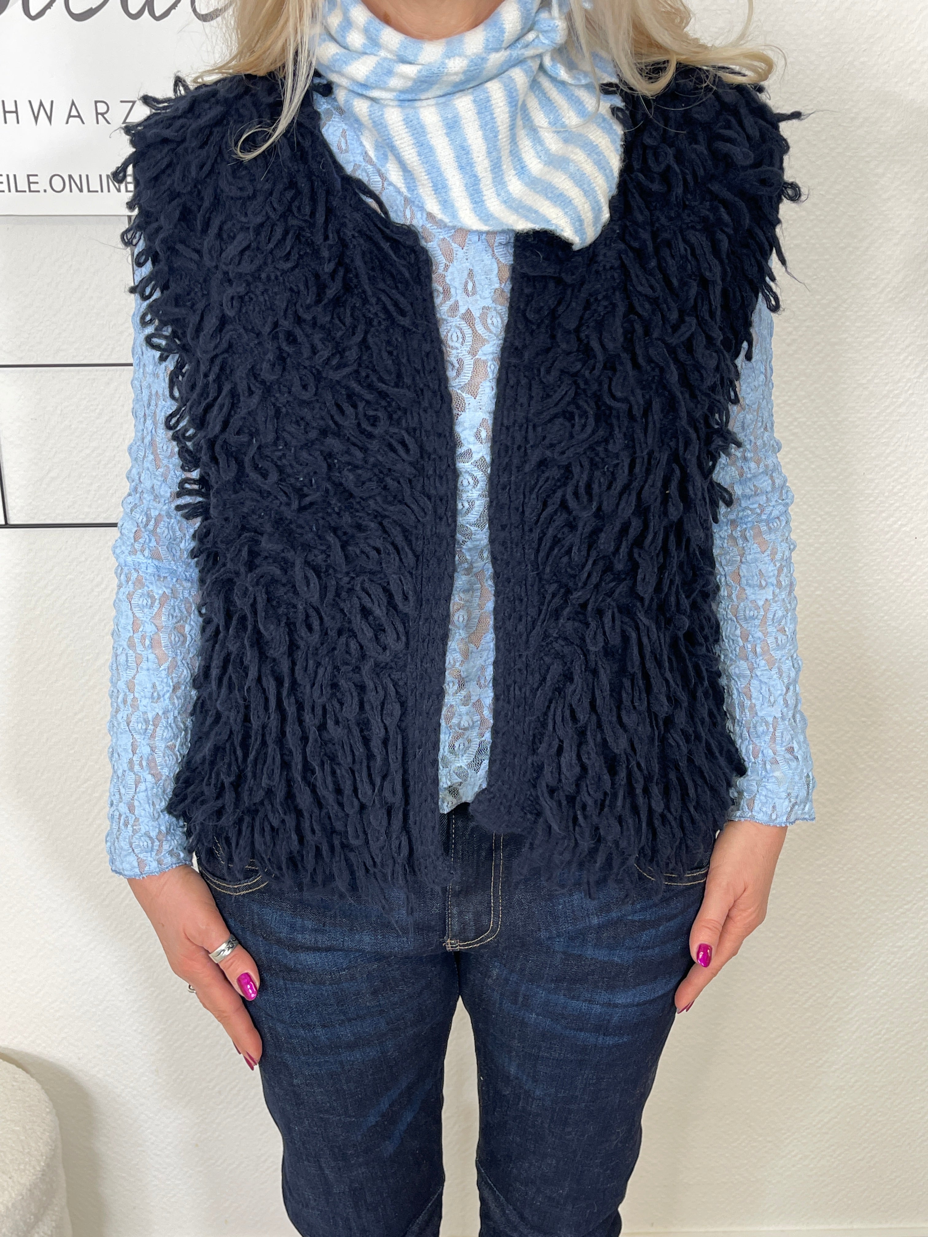 Weste mit Fransen in Marine Artikel 6729