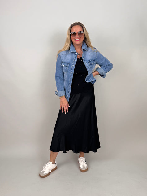 Rock Satin-Optik in Schwarz