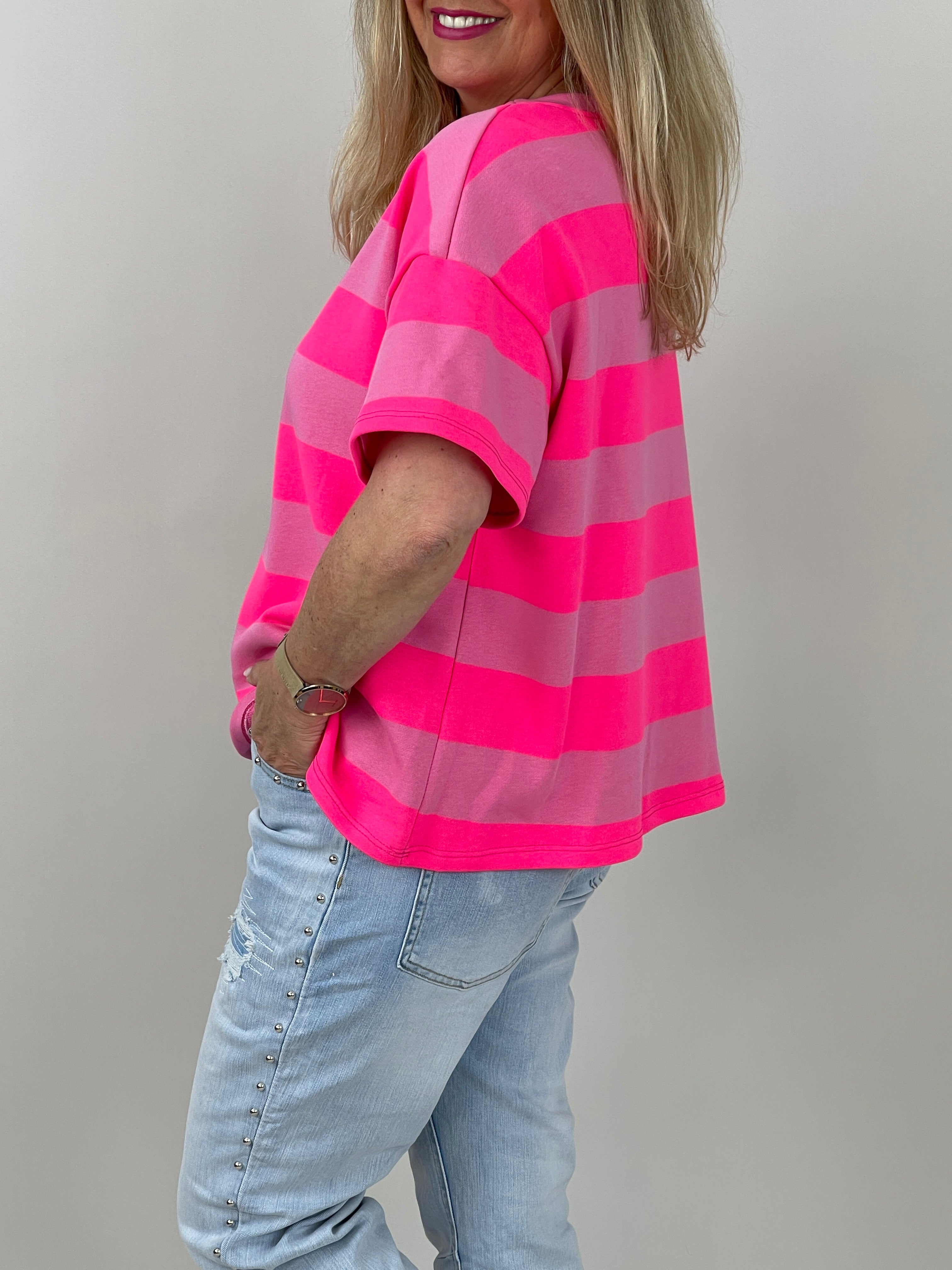 T-Shirt Streifen in Rosa/Pink