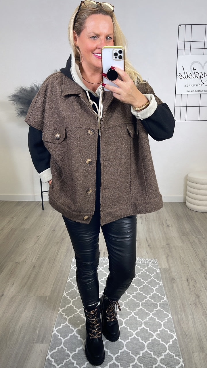 Bouclé Weste Oversized Mokka Art. 6475