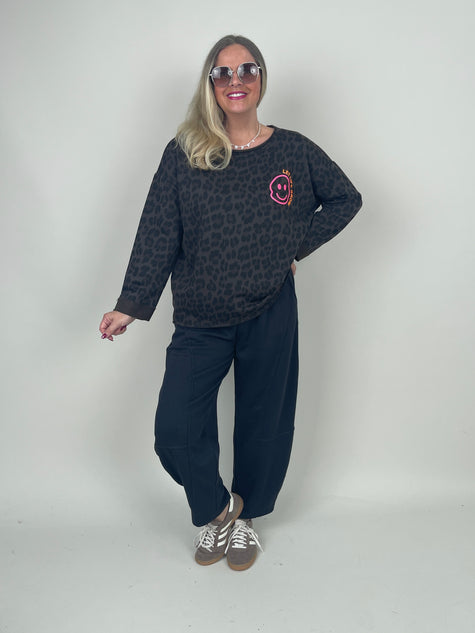 Sweatshirt mit Statement-Print Paradise Leo/Mokka