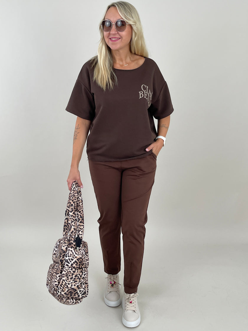 Sweatshirt Kurzarm mit Rückenprint in Mokka Artikel 6271