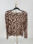 Cashmere Shirt mit Animal-Wave-Print Größe 2 tragbar bis ca. 42/44