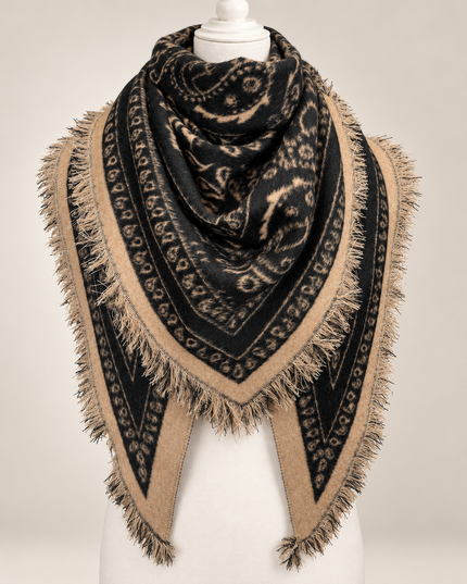 Schal mit Ornament-Muster in Schwarz