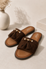 Sandalen mit Fransen in Mokka