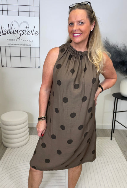 Kleid Punkte in Mokka