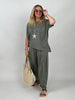 Hose Bundfalten Butterstoff in Khaki