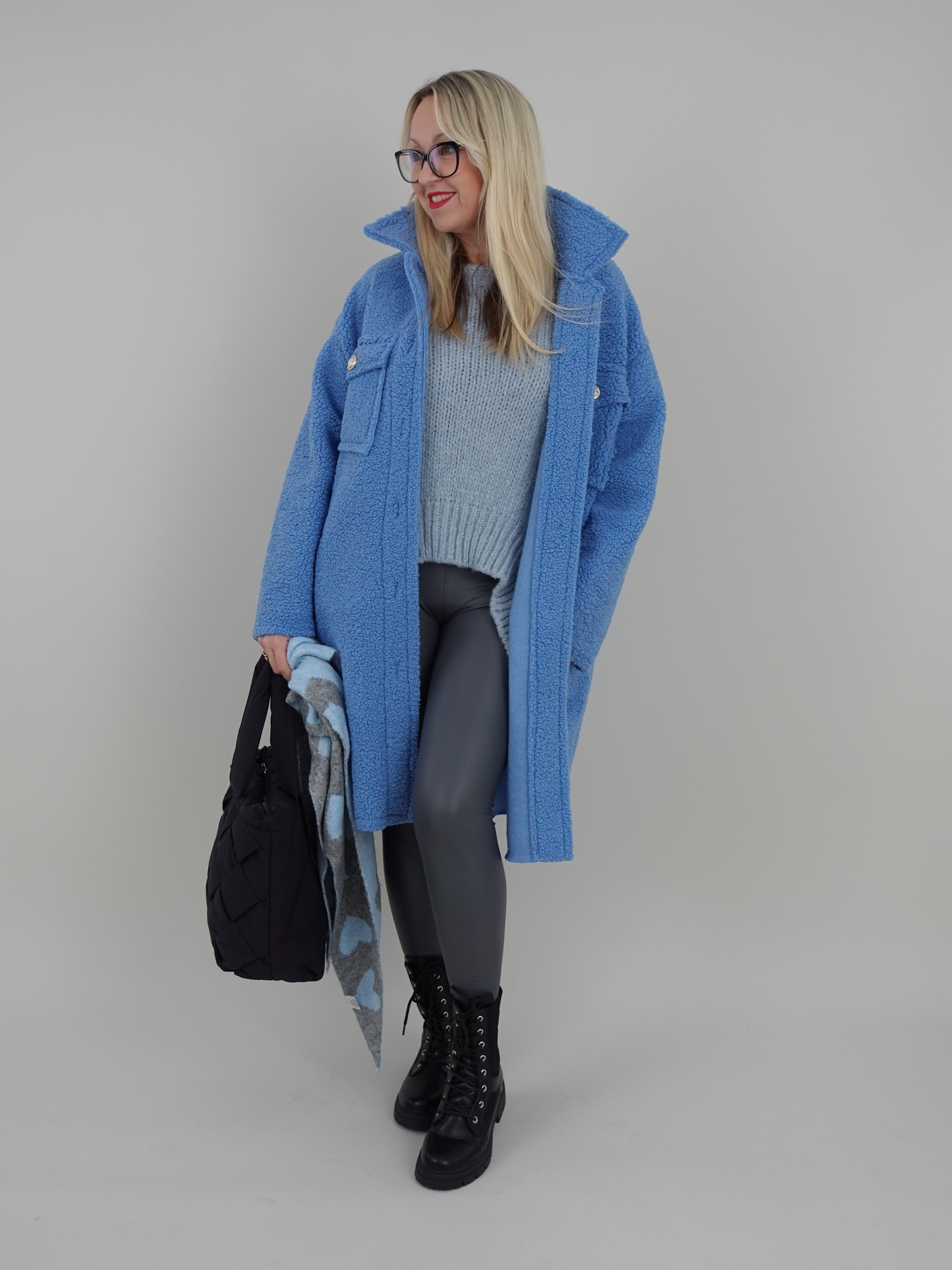 Teddy Mantel in Blau Art. 6518