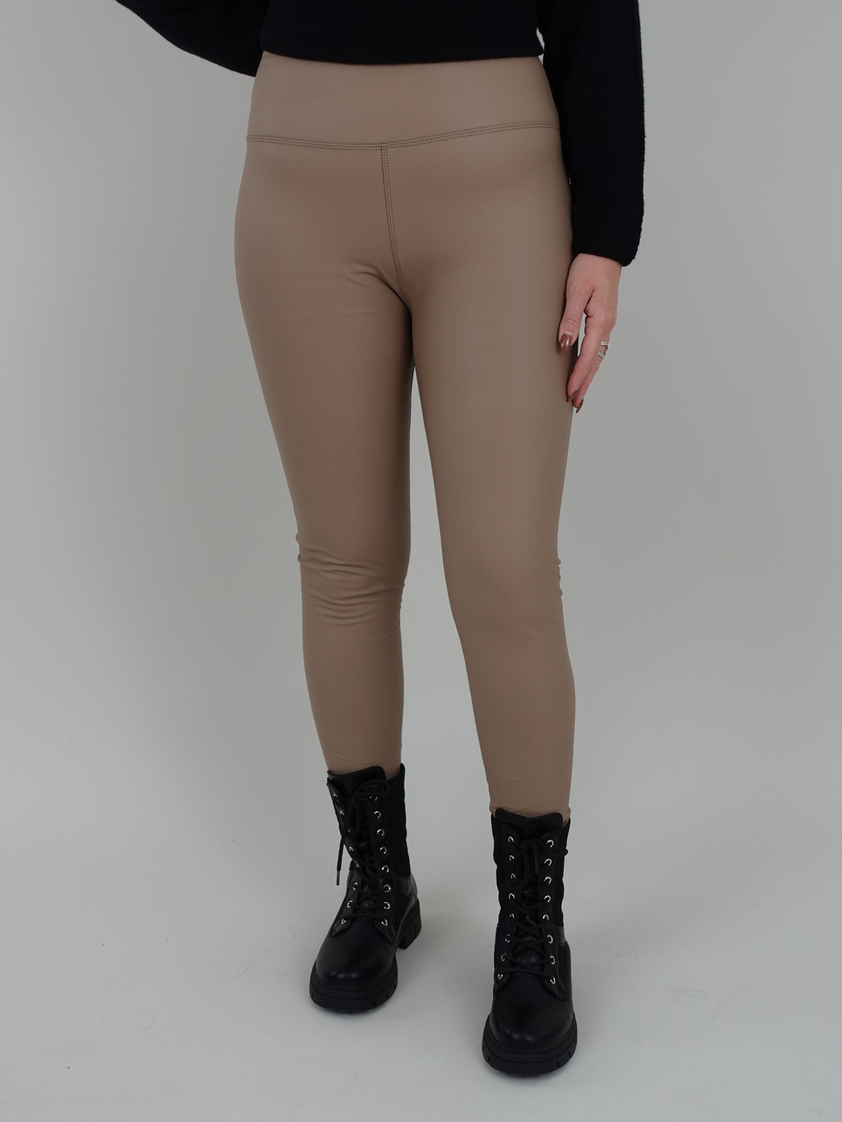 Kunstleder Leggings Taupe