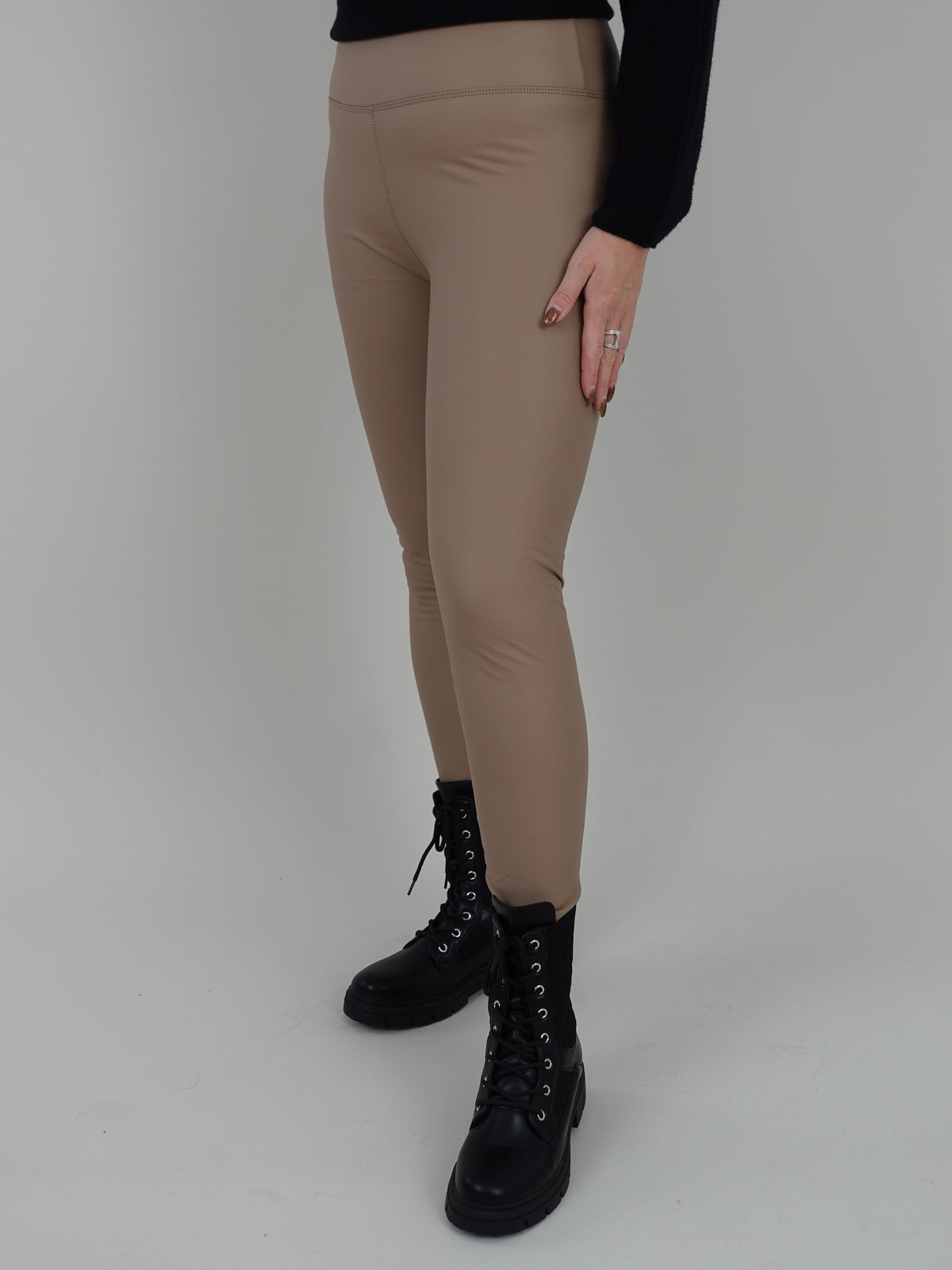 Kunstleder Leggings Taupe