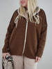 Jacke mit Kapuze Feinstrick in Mokka/Beige Artikel 6527