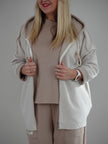 Jacke mit Kapuze Feinstrick in Creme/Beige Artikel 6525