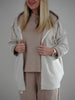 Jacke mit Kapuze Feinstrick in Creme/Beige Artikel 6525