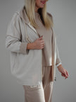 Jacke mit Kapuze Feinstrick in Creme/Beige Artikel 6525