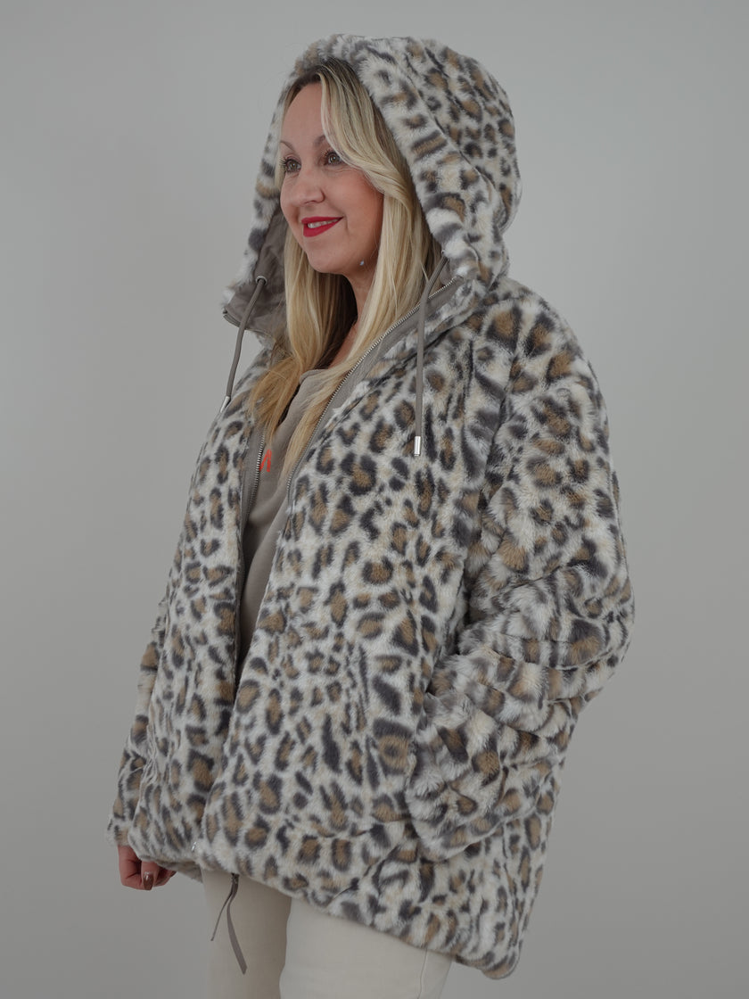 Wendemantel mit Kunstpelz von Rino&Pelle in Light Pebble/Leo Art. RP6514