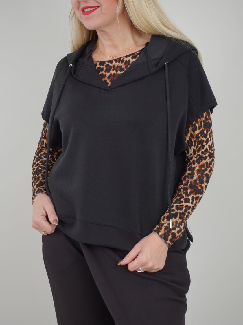 Sweatshirt Kurzarm mit Kapuze in versch. Farben Art. 6314