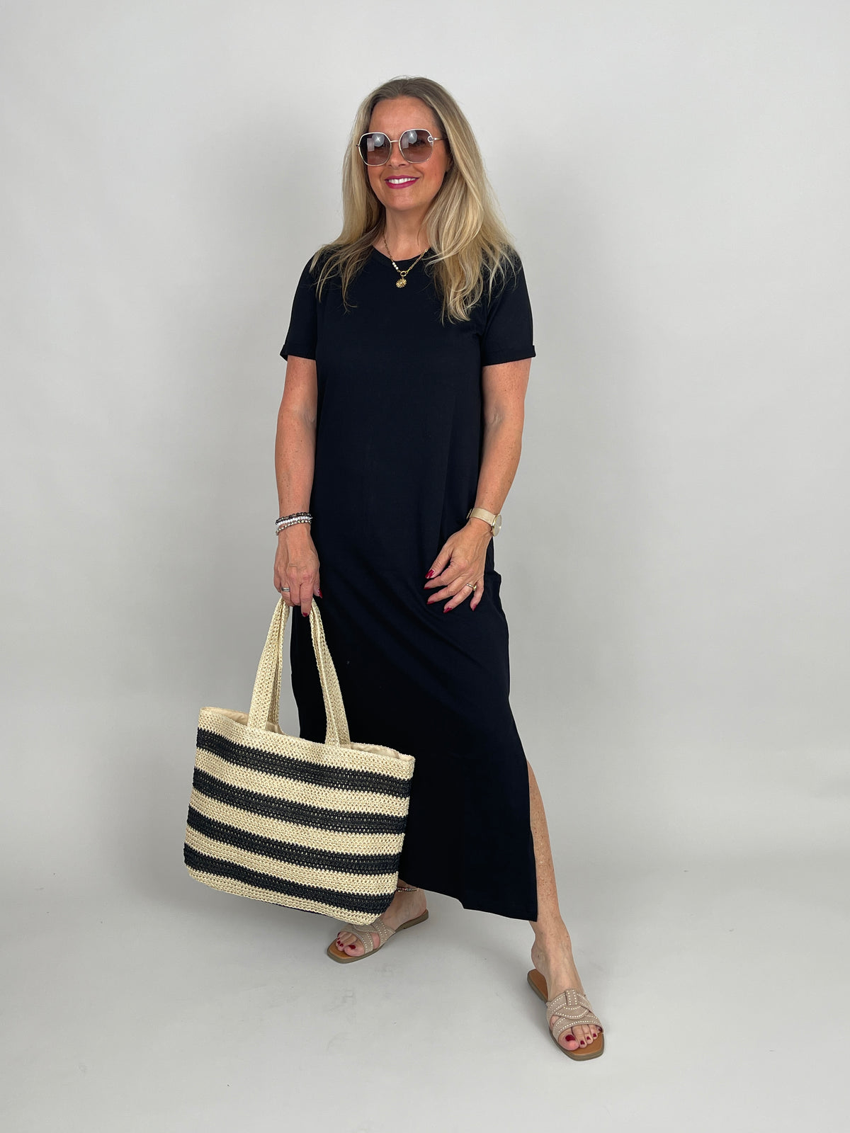 Shirtkleid Uni in Schwarz