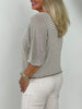 Leichter Strickpullover Streifen in Creme/Taupe