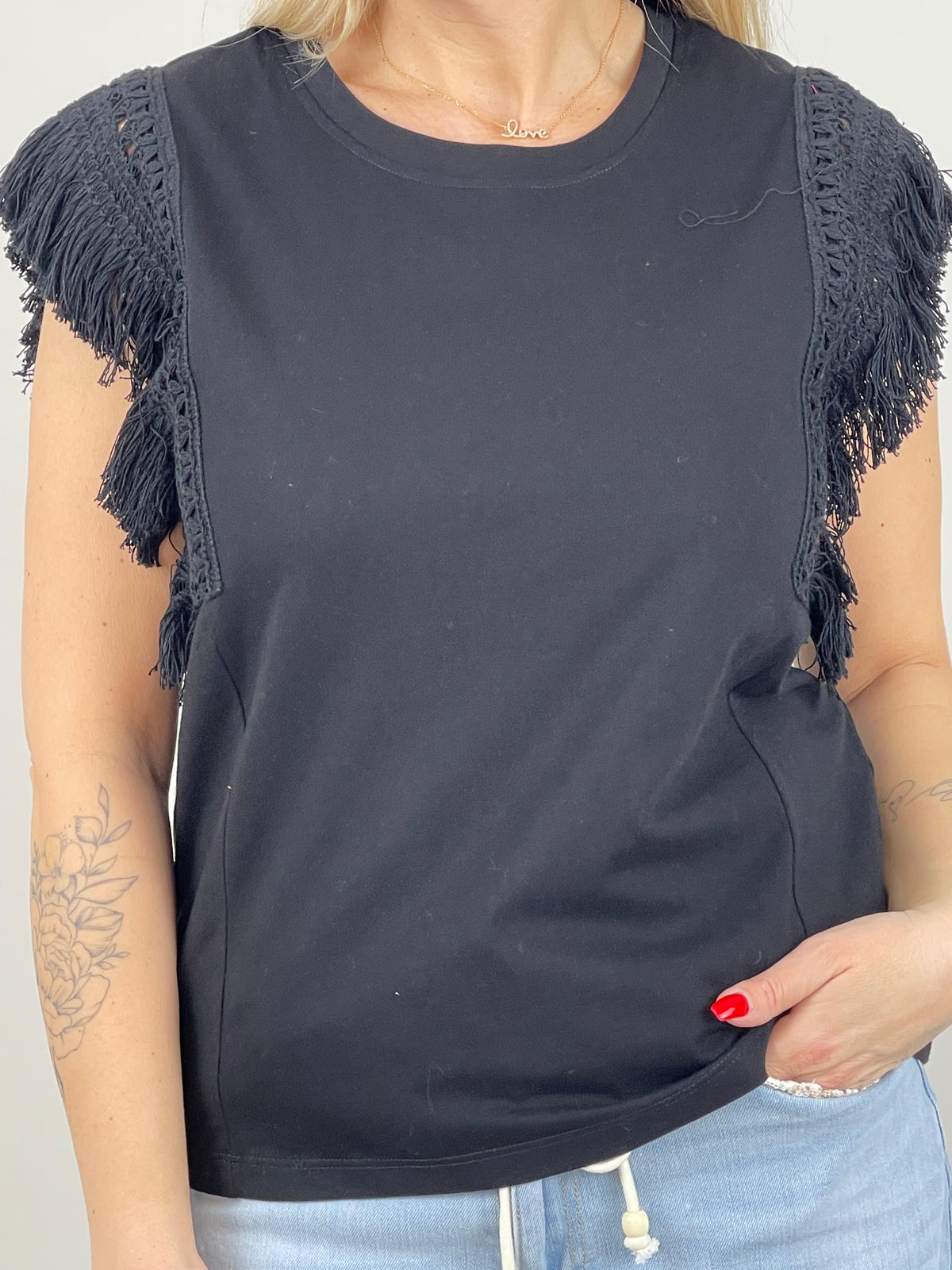 Top Boho in Schwarz