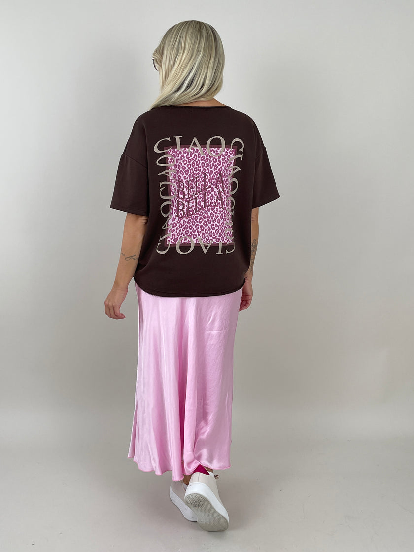 Sweatshirt Kurzarm mit Rückenprint in Mokka Artikel 6271