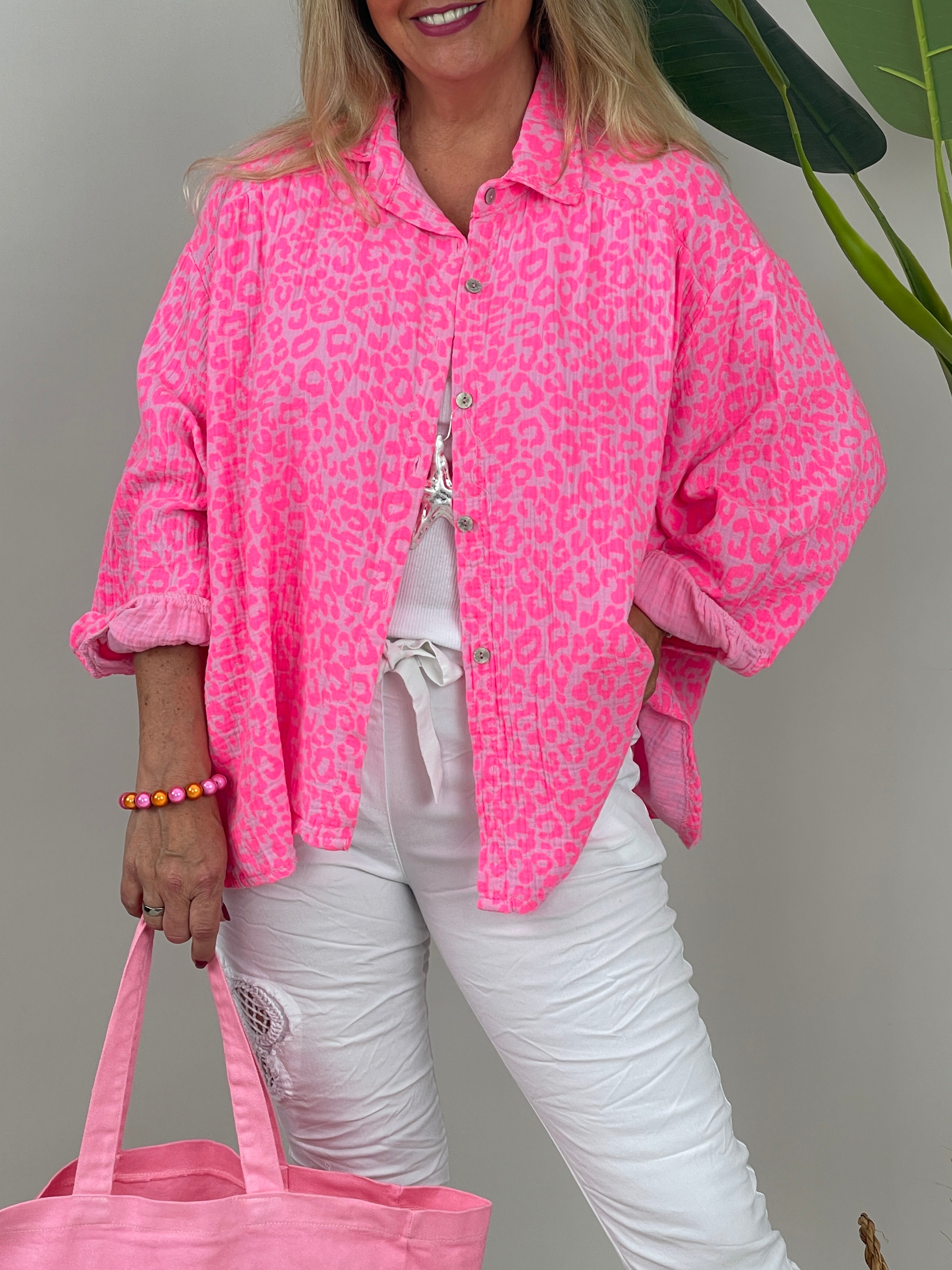 Musselin Bluse Leo in Pink/Rosa