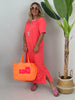 Kleid Streifen in Orange/Rosa