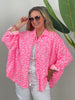 Musselin Bluse Leo in Neonpink/Weiß