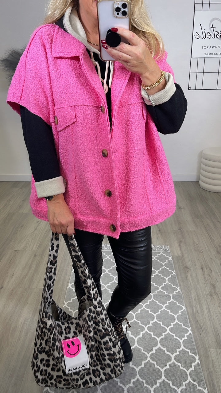Bouclé Weste Oversized Pink Art. 6474