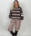 Sweatshirt mit Blockstreifen in Mokka/Taupe