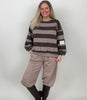 Sweatshirt mit Blockstreifen in Mokka/Taupe