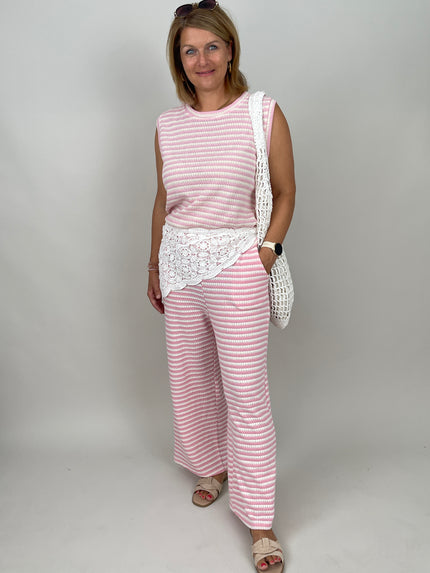 Stricktop Streifen in Rosa/Creme