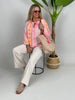 Boho-Bluse mit Neonstickerei in Pink/Orange