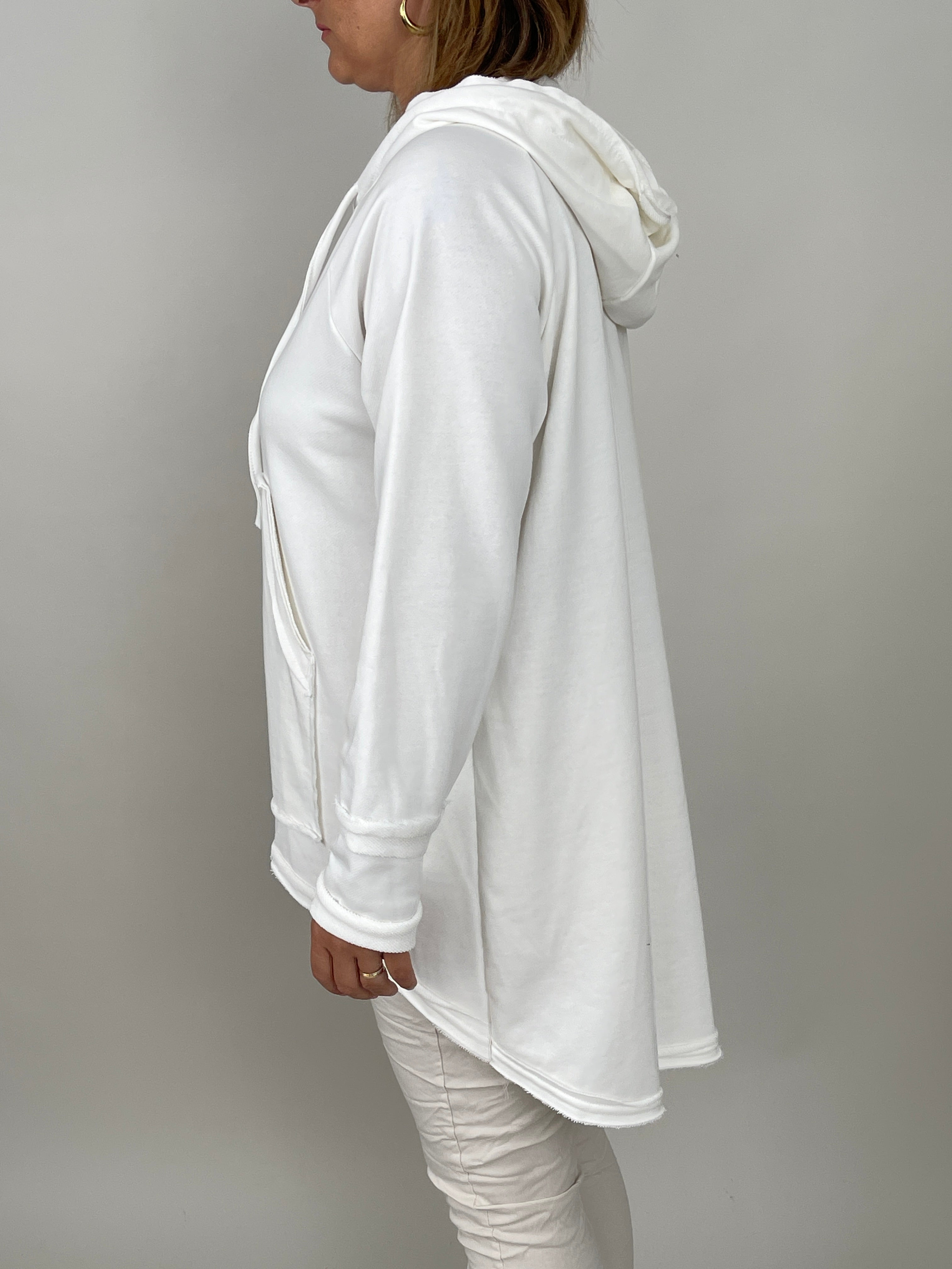 Langer Hoodie in Offwhite