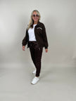 Sweatjacke mit Schriftzug in Mokka Artikel 6264