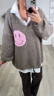 Pullover Smiley und Statement in Braun Art. 6511
