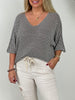Leichter Strickpullover Streifen in Creme/Mokka