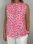 Blusentop Leo mit Bindekragen in Pink/Orange