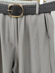 Hose mit Flechtgürtel in Helltaupe