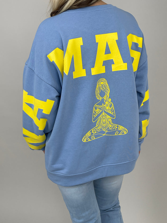 Sweatshirt mit Schriftzug in Blau