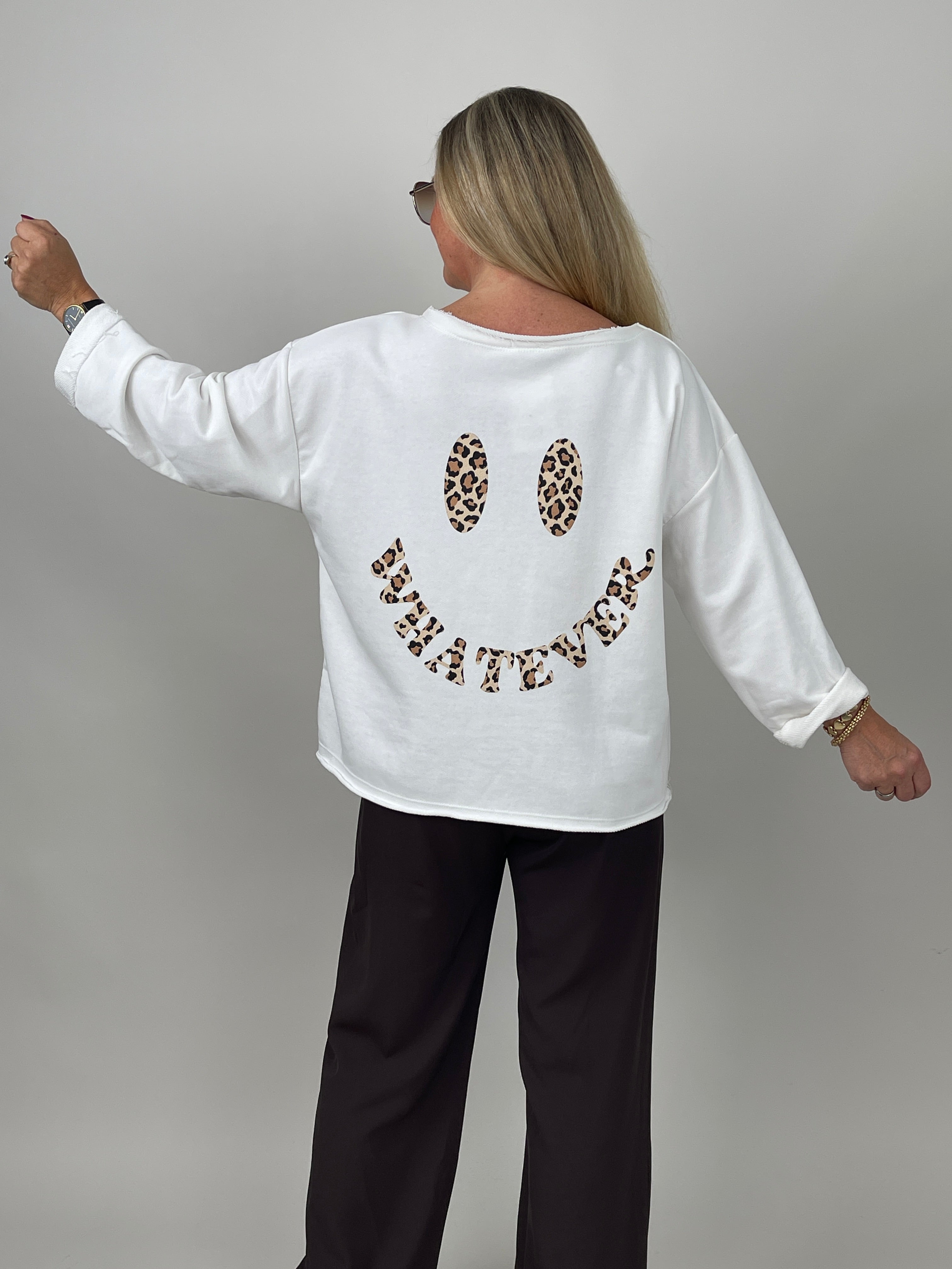 Sweatshirt Leo Smiley in Offwhite