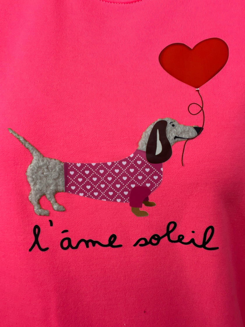 Leichtes Sweatshirt 1/2 Arm Dackel in Neonpink Art. 6964