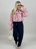 Bluse mit Punkten in Hellrosa/Rot