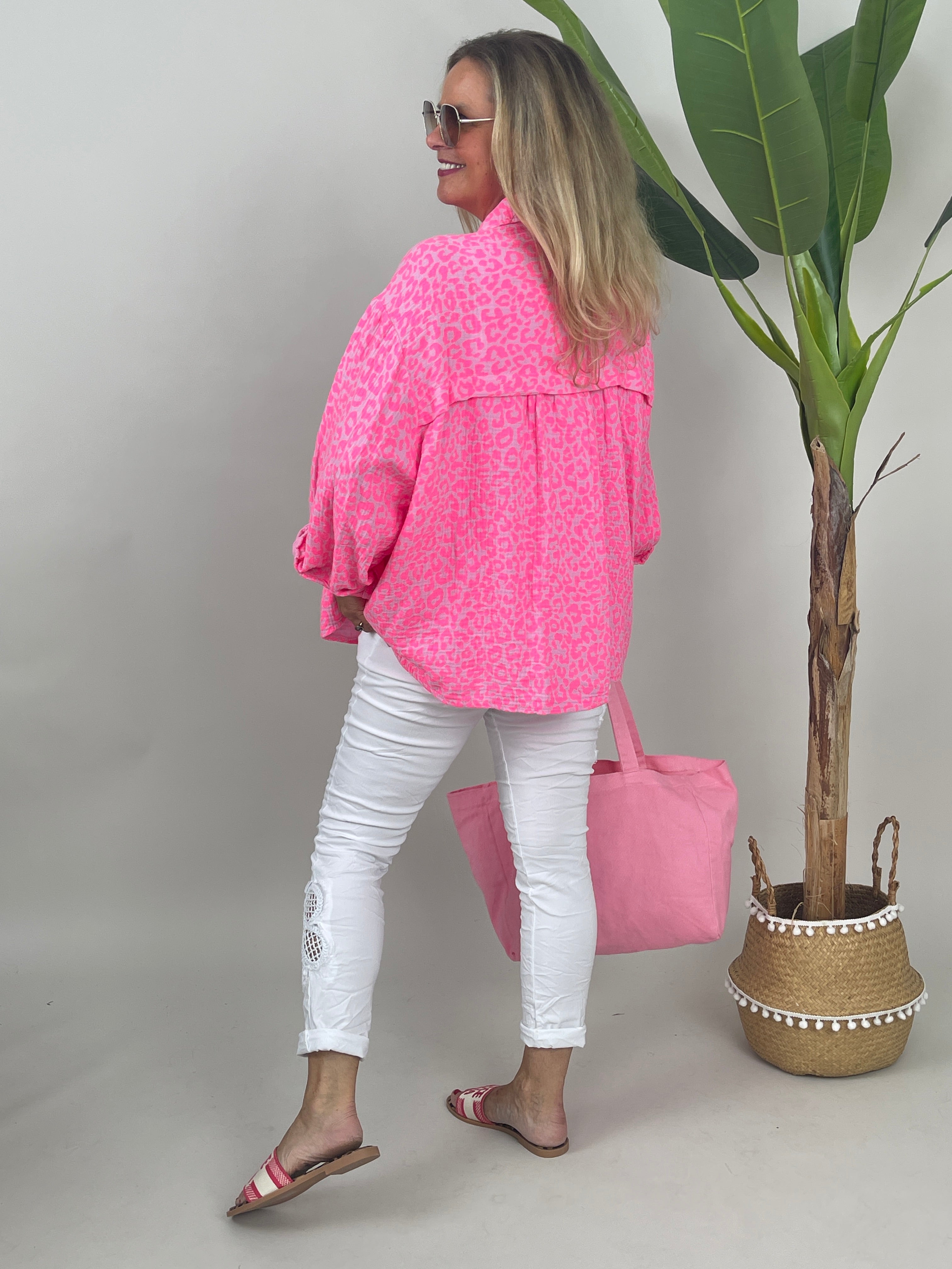 Musselin Bluse Leo in Pink/Rosa