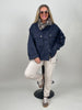 Übergangsjacke mit Karokragen & Druckknöpfen in Marine