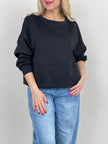Sweatshirt Soft mit Knöpfen in Schwarz Artikel 6795