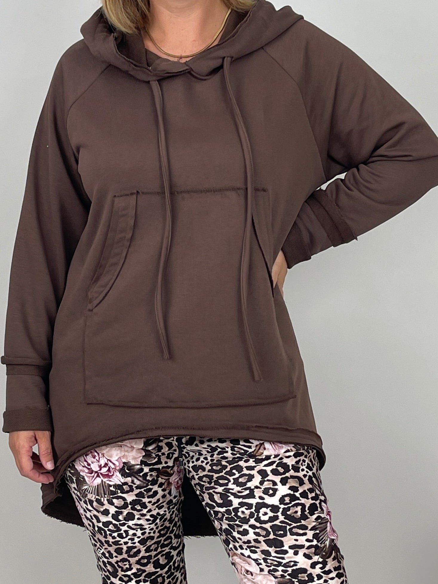 Langer Hoodie in Mokka