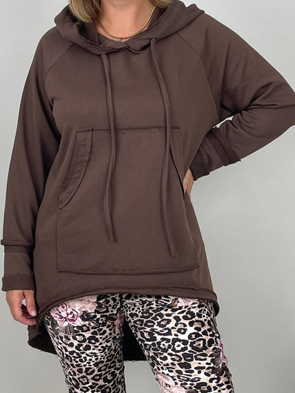Langer Hoodie in Mokka