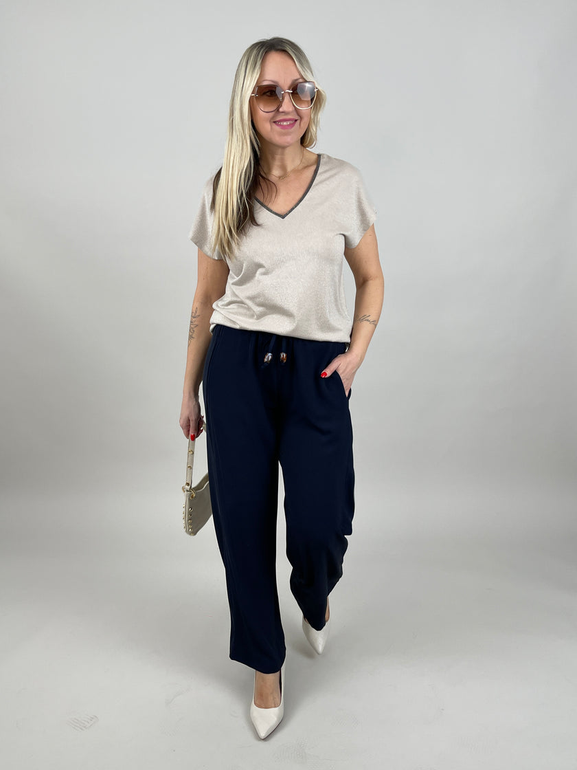 T-Shirt Glitzer in Beige