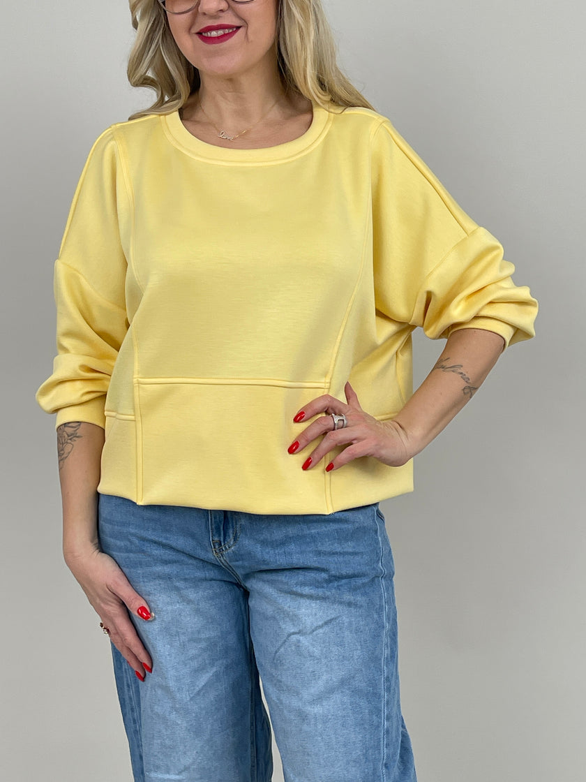 Sweatshirt Soft mit Knöpfen in Gelb Artikel 6797