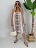 Kleid mit geflochtenen Trägern in Leo/Beige